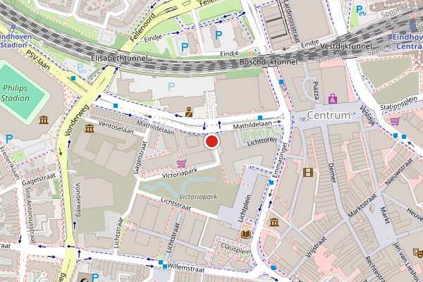Brandweer-melding op Lichttoren, Eindhoven op 27 juni, kaart-overzicht