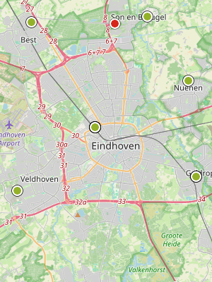 Kaart laatste meldingen P2000 Eindhoven